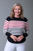 Sequin Row Stripe Sweater KP178880 BLACK/RED image