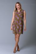 Purple Flowers Linen Dress OLIVE image
