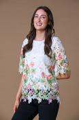Print Lace Double Layer Top T733297 WHITE