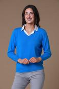 V-Neck Nep Yarn Insert Sweater COBALT