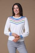 Diagonal Sequin Sweater WHITE