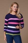 Shoulder Button Striped Sweater NAVY