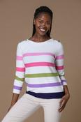 Shoulder Button Striped Sweater WHITE
