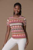 Colourful Aztec V Neck RED