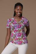 Large Flower V Neck PINK