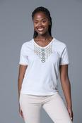 Gold Aztec Trim Tee WHITE