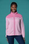 Stripe Rib Hooded Top PINK