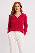 Pearl Front Rib Sweater 2 KP733646 RED image
