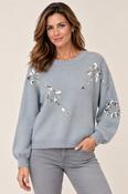 Mirror Sequin Flower Sweater KP178461 – Blue