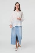 Floral Embroidered Sequin Button Shirt T182319 WHITE image