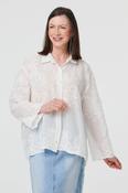 Floral Embroidered Sequin Button Shirt T182319 WHITE