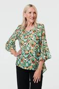Printed 3/4 Sleeve Blouse T182711 GREEN