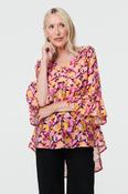 Printed 3/4 Sleeve Blouse T182711 PINK
