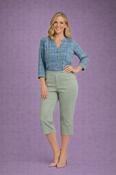 Crop 22 Inch Stretch Trouser with Elastic Waist T30483  – Sage