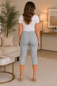 T30484  CROP 22 INCH STRETCH TROUSER POCK DETAIL SILVER