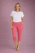 T30490  CROP 22 INCH TROUER EMBROIDER POCKET CORAL