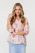 Patchwork Flower Dip Hem Top T524767 PINK image
