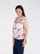 TO30691  TWIST FRONT TOP WITH CAP SLEEVE KEYHOLE WHITE CERISE
