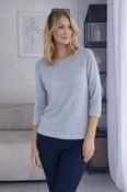 Back Button Round Neck 3/4 Top – Blue TO30857