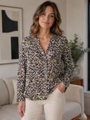 TO31389  ANIMAL PRINT BRUSHED TOP BUTTON PLACKET PURPLE GREEN