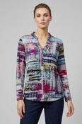 Abstract Print Brushed Top with Button Placket TO31390 – Multi Print