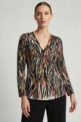 Abstract Print V-Neck Pleat Top TO31404 – Multi Print image