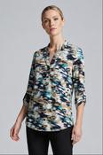 Brushstroke Button Placket Top TO31415 – Teal Multi image