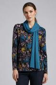 Brushed Bold Leaf Top with Scarf  TO31467 – Teal Multi image