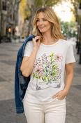 TS30751  FLOWER PRINT FANCY NECKLINE T-SHIRT ROUN WHITE