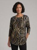 Animal Swirl Print Round Neck Tunic TU31394 – Brown Multi