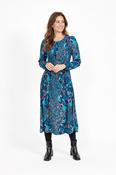 Floral Print Shirred Dress – Teal