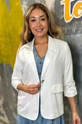 Linen Blend Blazer WHITE