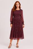 Wine Ditsy Print Chiffon Dress D518639 WINE image