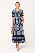 V Neck Shirred Waist Dress D172112 NAVY image