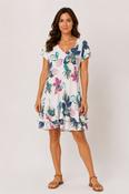 Leaf Print Dress ll WHITE image