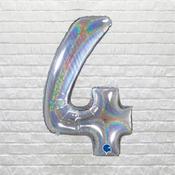Silver Glitter Birthday Number 4 image