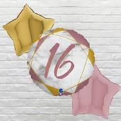 18 to 60 Happy Birthday Rose Gold Marble Balloon Bouquet image