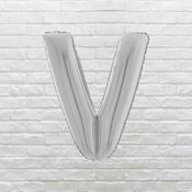 Silver Letter V Balloon image