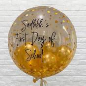 Personalised First Day of School Gold Confetti Mini Bubble Balloon image