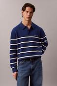 Calvin Klein 304G Long Sleeve Striped Cotton Polo Estate Blue image