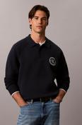 Calvin Klein 318G Easy Fit Varsity Logo Long Sleeve Polo Dark Sapphire