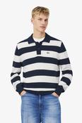 Lacoste Striped Long Sleeve Polo Sweater Navy and White image