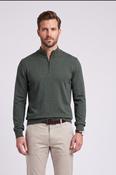 Bugatti 25529F Quarter Zip Knit Jumper Moss
