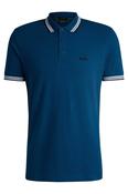 Boss Paddy Cotton Polo Shirt Open Blue image