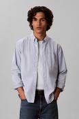 Calvin Klein 100G Classic Fit Striped Oxford Shirt Moonlight Blue