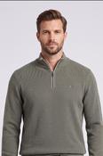 Casa Moda 79000 Regular Fit Cotton Zip Neck Jumper Moss Green image