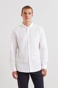 Farah F4WSB060 Brewer Slim Fit Oxford Shirt White image