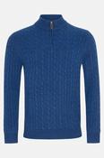 Benetti Grant Regular Fit Cable Knit Quarter Zip Jumper Indigo