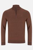 Benetti Julius Regular Fit Cotton Blend Quarter Zip Jumper Rust