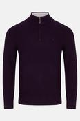 Benetti Oliver Regular Fit Textured Quarter Zip Jumper Plum